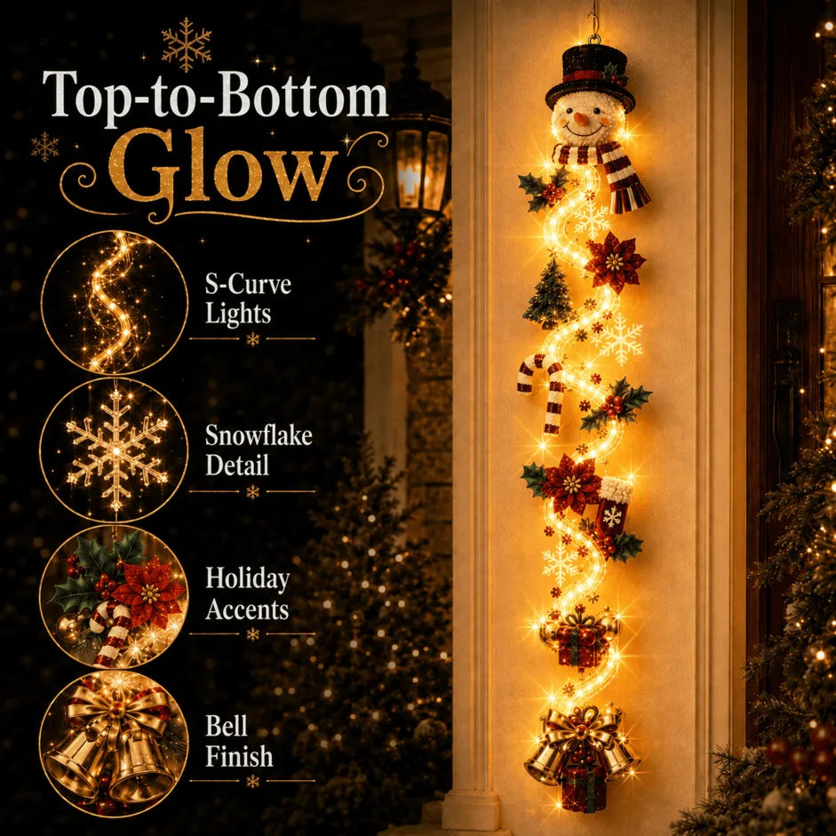 ⏳ 49% OFF Last Day｜🎄 MerryCascade™ Glowing Christmas Door Hanger, 6 Festive Lighted Designs ✨