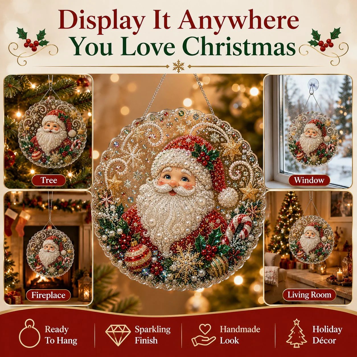 DIY Christmas Pearl Diamond Art Hanging Ornament Kit
