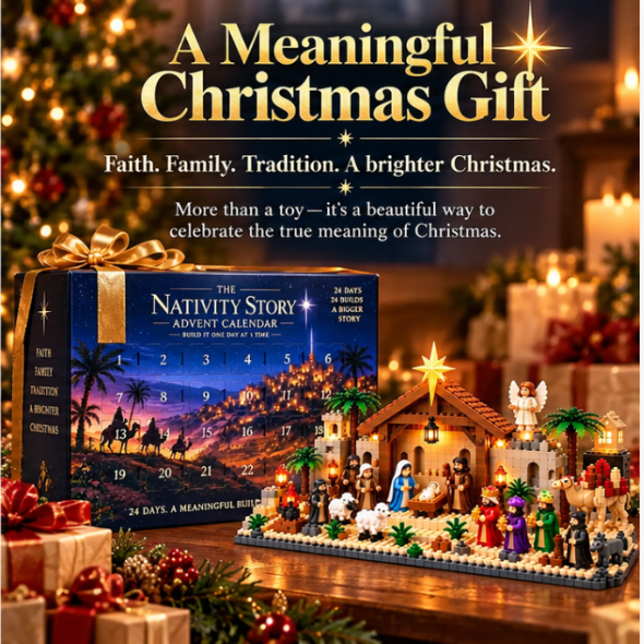 🔥Hot Sale 50% OFF🔥Nativity Advent Calendar – 24-day Buildable Christmas Nativity Set