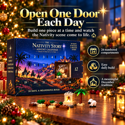 🔥Hot Sale 50% OFF🔥Nativity Advent Calendar – 24-day Buildable Christmas Nativity Set