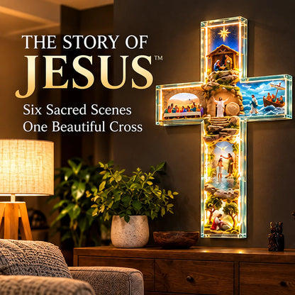 🔥Last Day 50% OFF🙏✝️ The Story of Jesus LED Cross Lamp ✨ 6 Biblical Scenes & Meaningful Christian Gift
