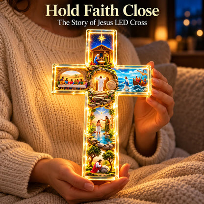 🔥Last Day 50% OFF🙏✝️ The Story of Jesus LED Cross Lamp ✨ 6 Biblical Scenes & Meaningful Christian Gift