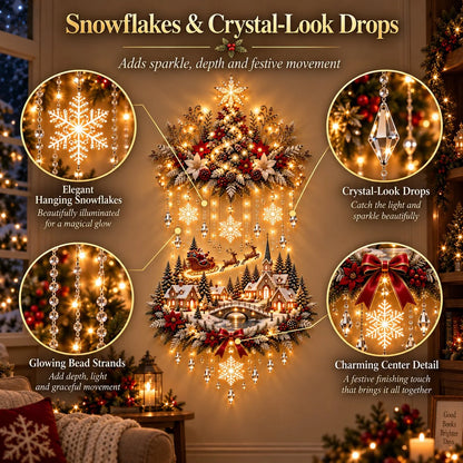🎄✨ Lighted Christmas Tree & Village Wall Hanging – Glowing Winter Wonderland Decor ❤️
