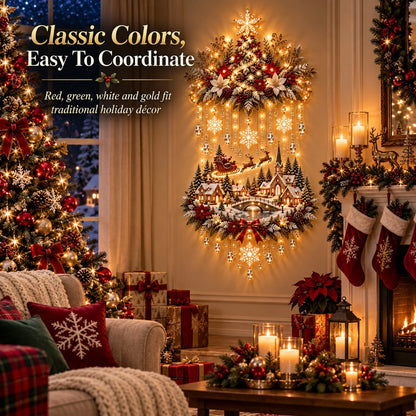 🎄✨ Lighted Christmas Tree & Village Wall Hanging – Glowing Winter Wonderland Decor ❤️