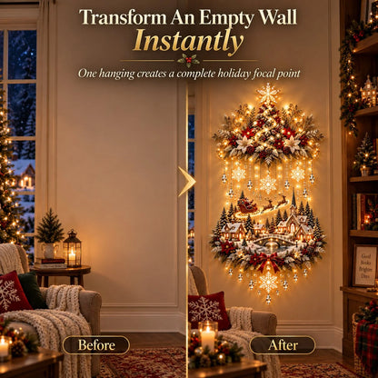 🎄✨ Lighted Christmas Tree & Village Wall Hanging – Glowing Winter Wonderland Decor ❤️