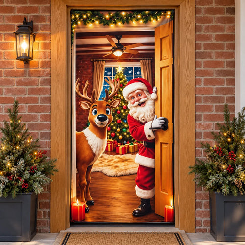 🎄 Christmas Door Cover – Festive Santa, Reindeer & Snowman Designs
