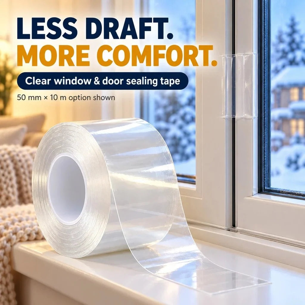 💨 Draft Stopper Clear Seal Tape – Keep Cold Air Out & Lower Energy Bills 🥶⏳