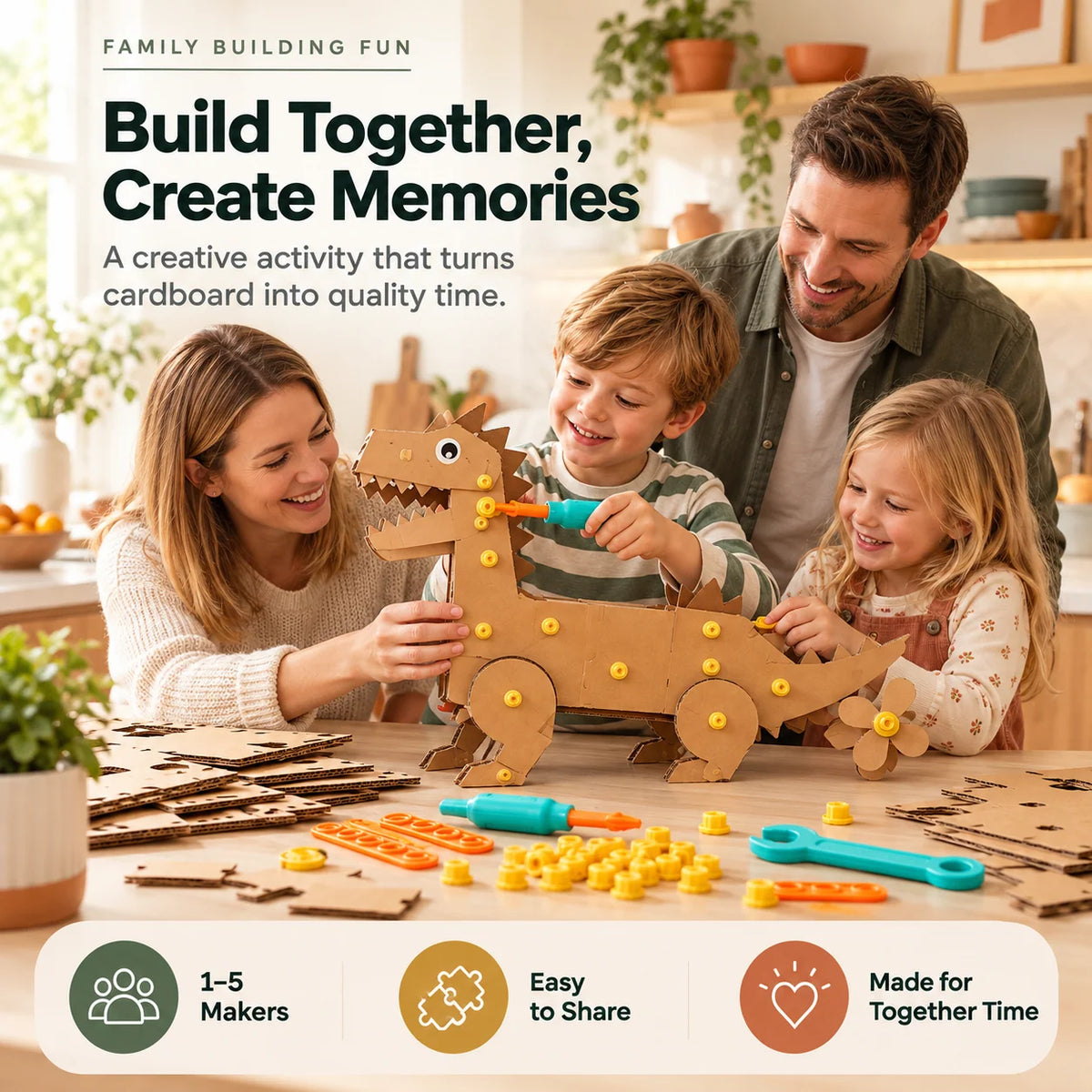 🛠️✨ Kids' DIY Cardboard Building Tool Kit – Creative Construction & Reusable Connectors