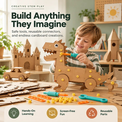 🛠️✨ Kids' DIY Cardboard Building Tool Kit – Creative Construction & Reusable Connectors