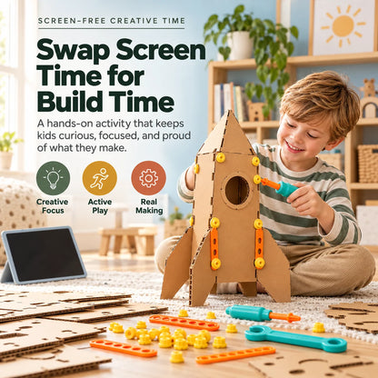 🛠️✨ Kids' DIY Cardboard Building Tool Kit – Creative Construction & Reusable Connectors