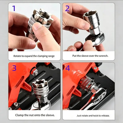 Universal Socket Wrench Tool with 3/8-inch Drill Adapter