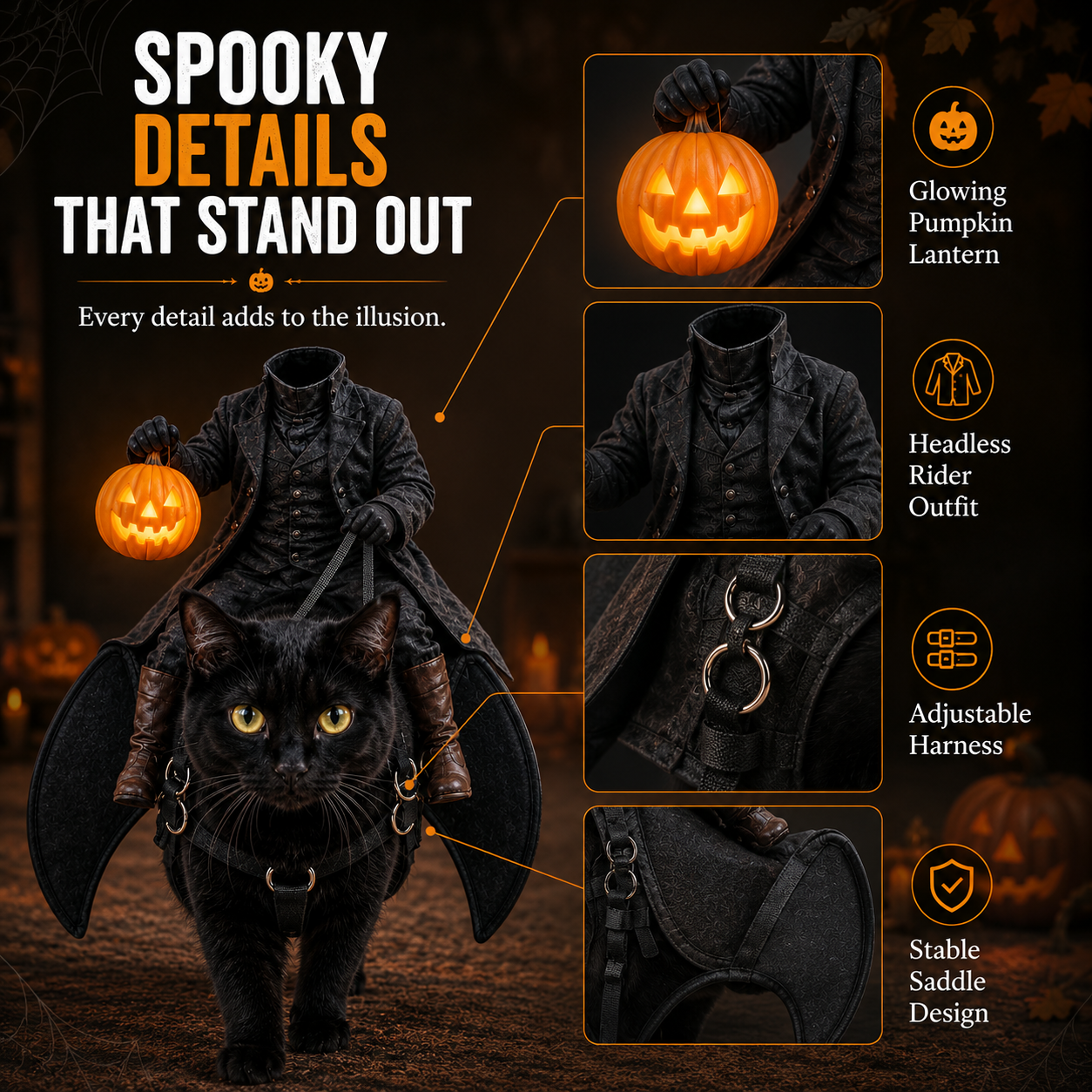 🔥Hot Sale 49% OFF💀Headless Horseman Cat Costume
