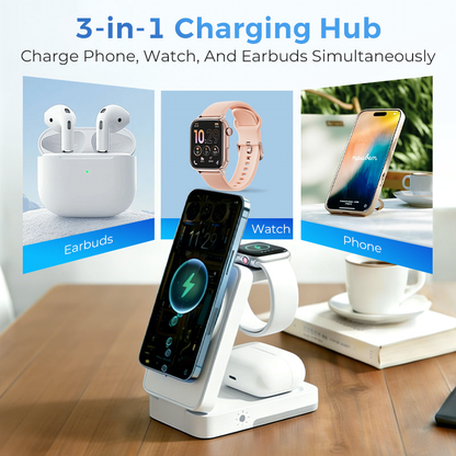 ⚡ 3-in-1 Foldable Wireless Charging Station for iPhone, Apple Watch & AirPods