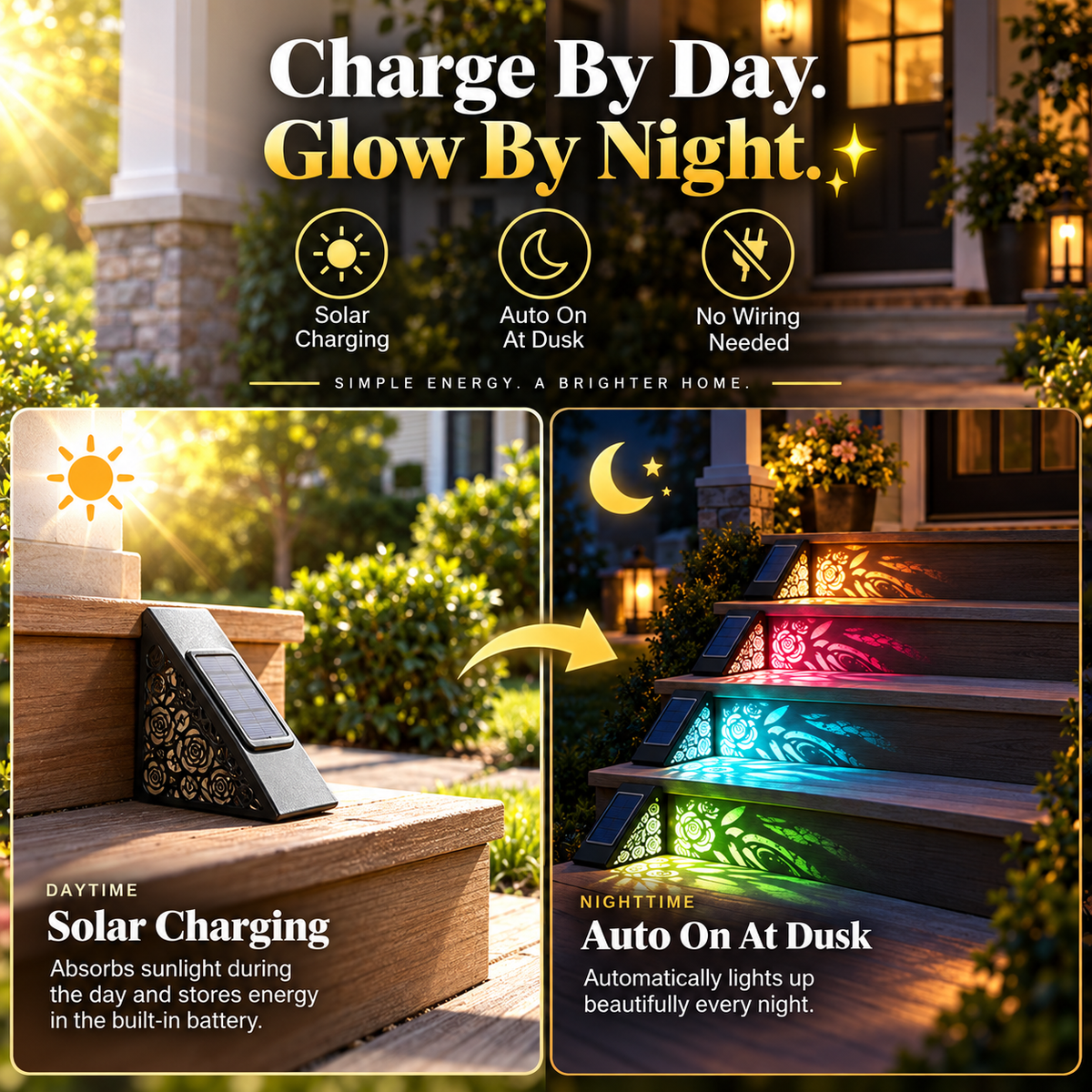 🔥Hot Sale 49% OFF🎄Solar Rose Pattern Outdoor Step Lights