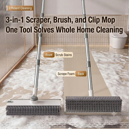 3-in-1 Adjustable Floor Scrub Brush – 360° Rotating Cleaning Tool