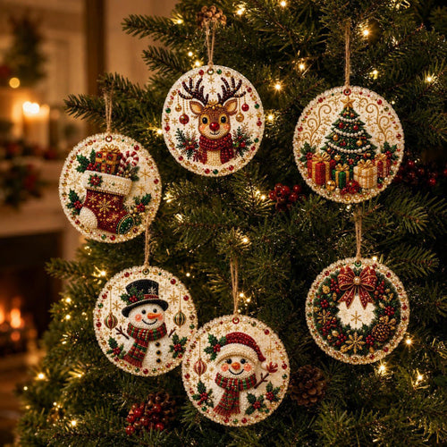 🔥Hot Sale 50% OFF🎁6pcs DIY Diamond Special Shape Pearl Art Hanging Wooden Christmas Tree Ornament Kit