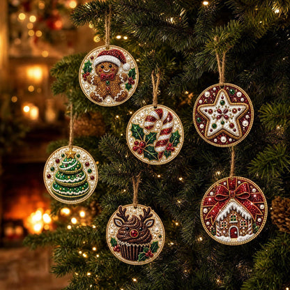 🔥Hot Sale 50% OFF🎁6pcs DIY Diamond Special Shape Pearl Art Hanging Wooden Christmas Tree Ornament Kit