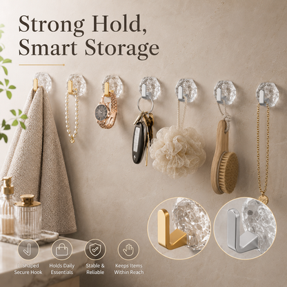 Hexagon hooks used to organize daily essentials