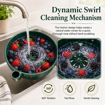 🔥Hot Sale 50% OFF 🎁Self Spinning Berry Washing Bowl, Automatic swirl fruit colander with drain hole, multipurpose kitchen washer for berries, fruits and vegetables