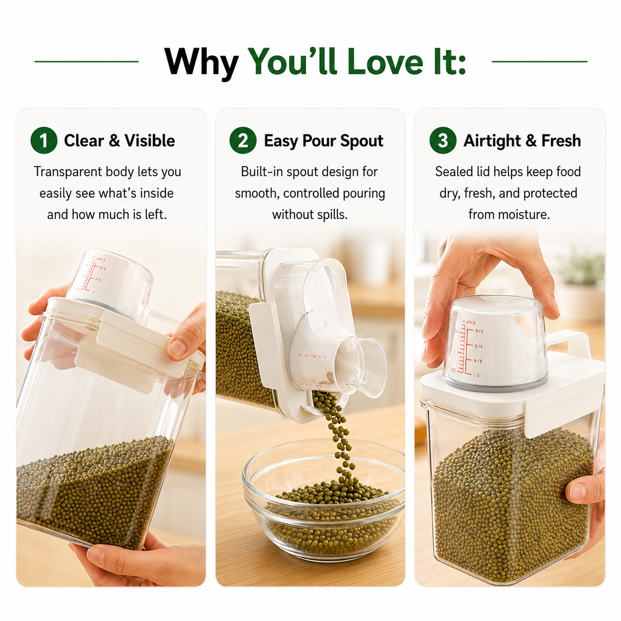 🔥Hot Sale 55% OFF🔥Food-Grade Airtight Storage Containers for Grains and Legumes