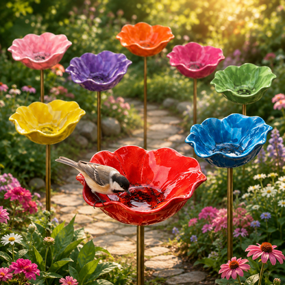 🔥HOT SALE LAST DAY 49%OFF!🔥🎁Metal Flower Bird Bath & Feeder Garden Stake