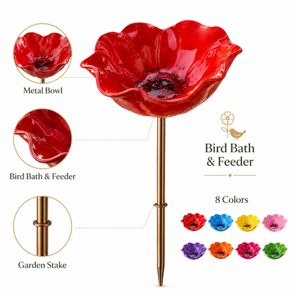 🔥HOT SALE LAST DAY 49%OFF!🔥🎁Metal Flower Bird Bath & Feeder Garden Stake