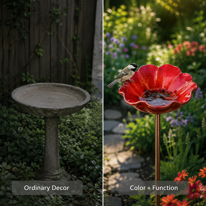 🔥HOT SALE LAST DAY 49%OFF!🔥🎁Metal Flower Bird Bath & Feeder Garden Stake