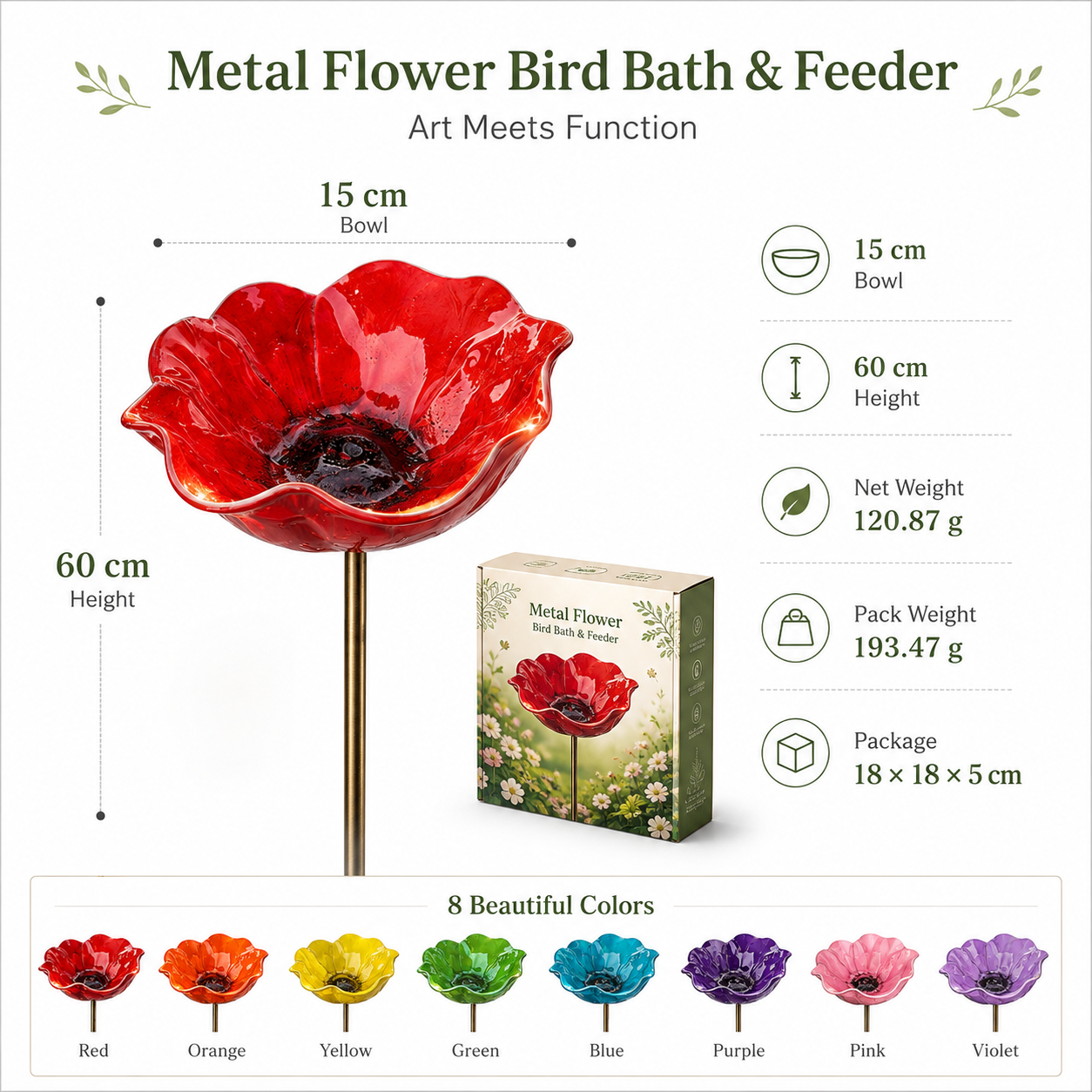 🔥HOT SALE LAST DAY 49%OFF!🔥🎁Metal Flower Bird Bath & Feeder Garden Stake