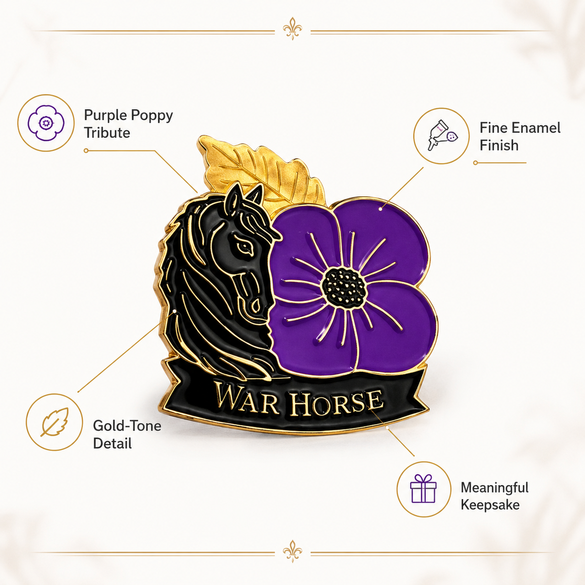 ✈️Last Day 50% OFF✨Limited Edition War Horse Purple Poppy 111th Anniversary Remembrance Brooch