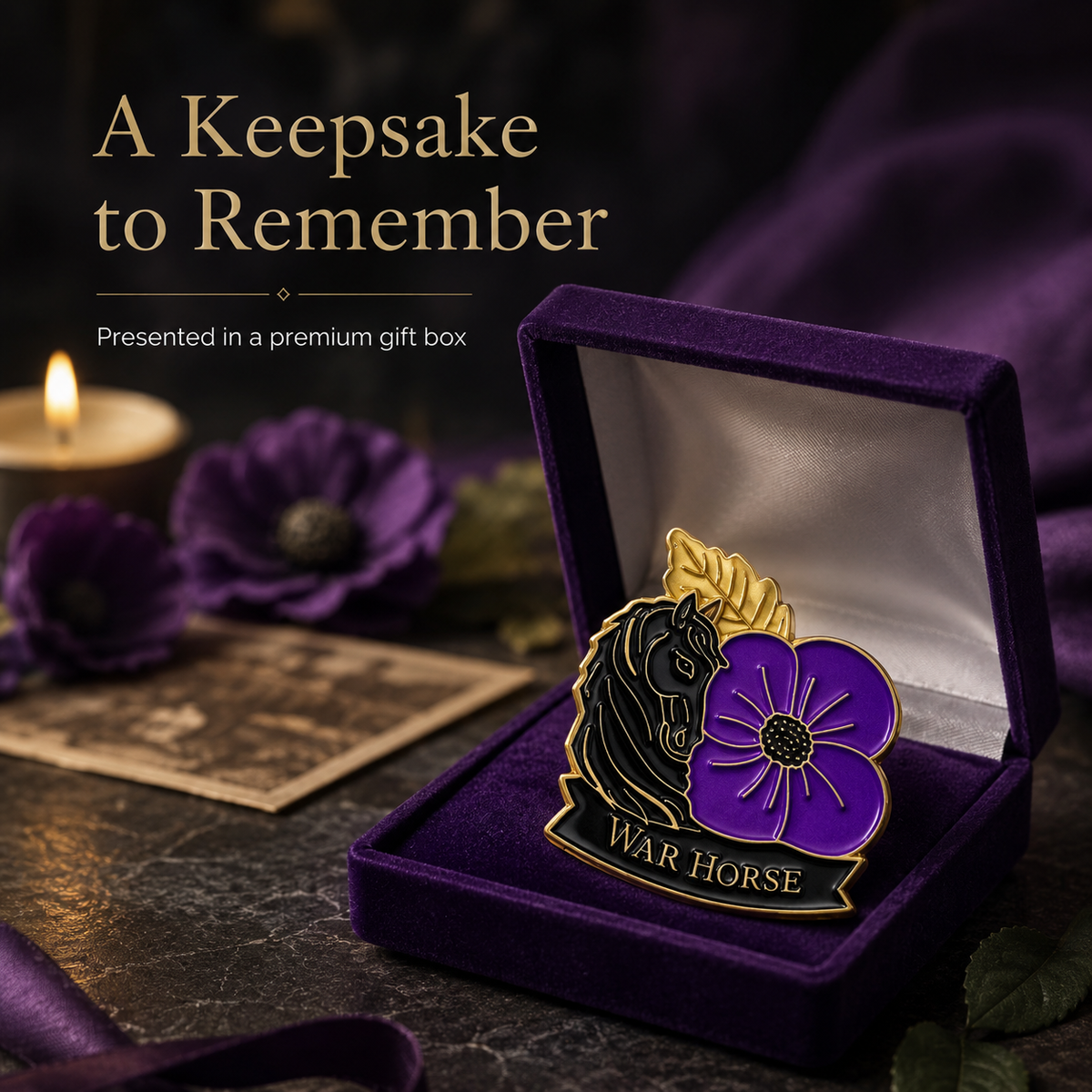 ✈️Last Day 50% OFF✨Limited Edition War Horse Purple Poppy 111th Anniversary Remembrance Brooch