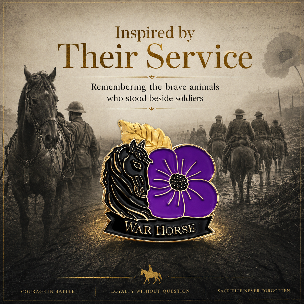 ✈️Last Day 50% OFF✨Limited Edition War Horse Purple Poppy 111th Anniversary Remembrance Brooch