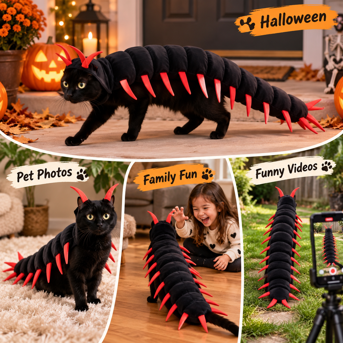 🐛 Limited-time 50% off — Funny centipede cat costume