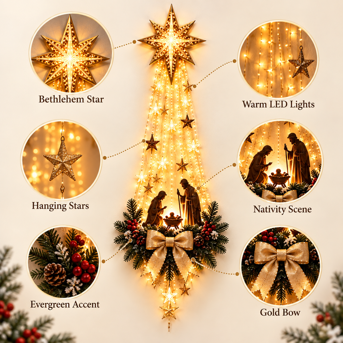 ✨ Limited-time 50% off — Lighted Bethlehem star nativity wall decor