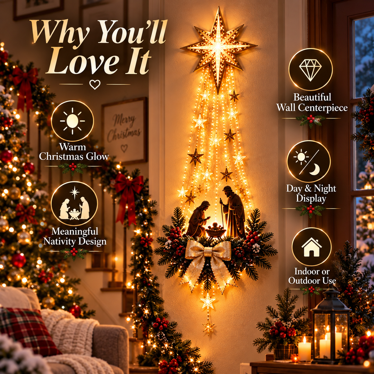 ✨ Limited-time 50% off — Lighted Bethlehem star nativity wall decor