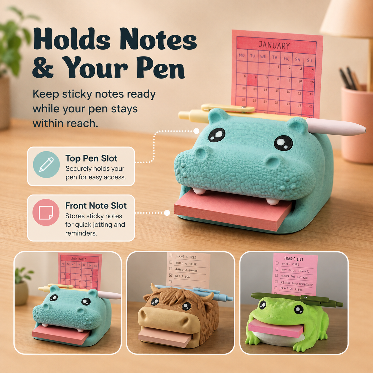 🔥Limited time 50% OFF——Cute Animal  Desktop Memo Holder —for Office, School & Home