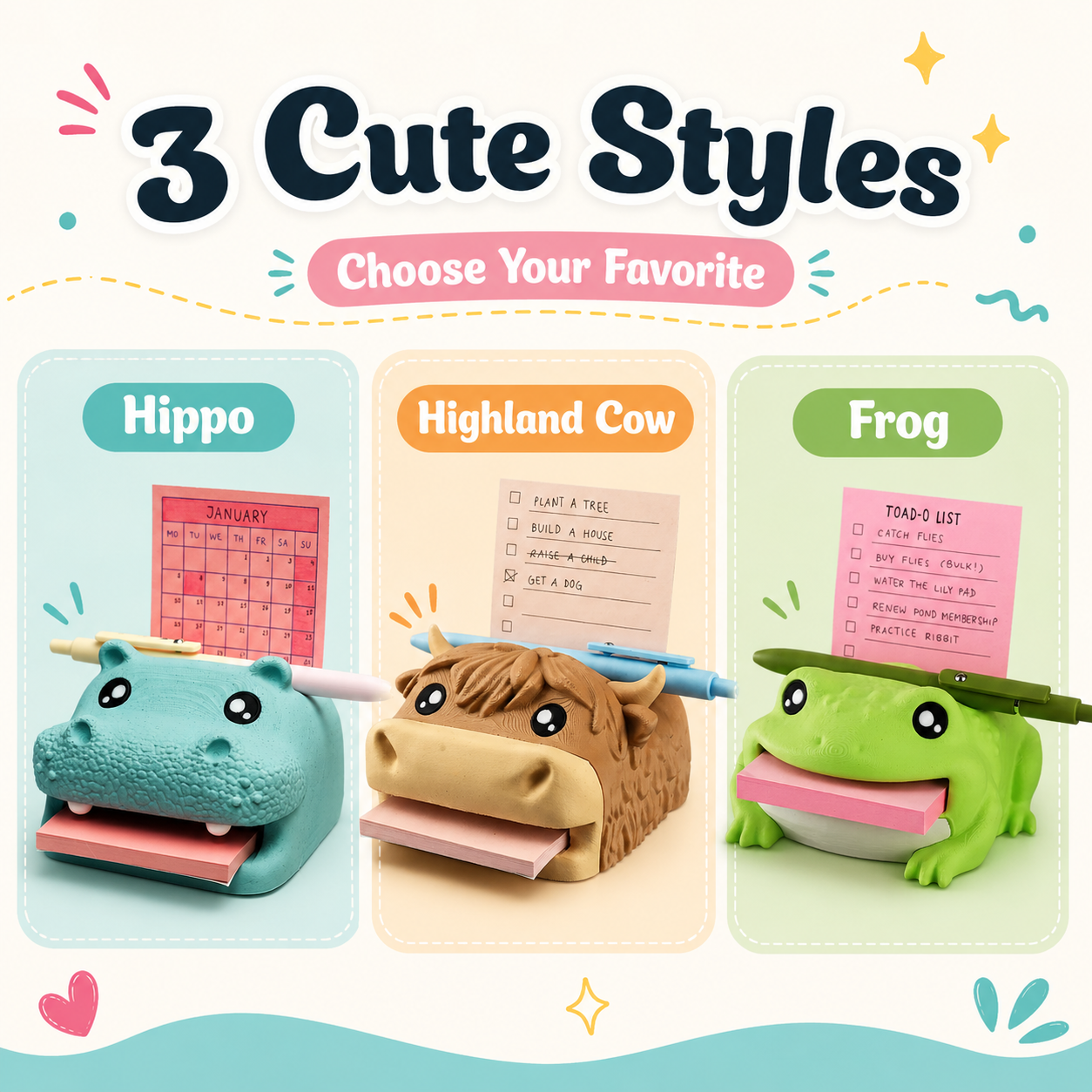 🔥Limited time 50% OFF——Cute Animal  Desktop Memo Holder —for Office, School & Home