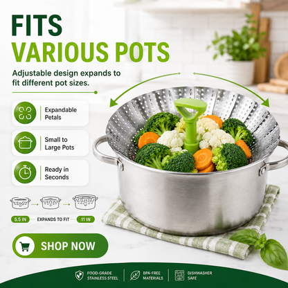 🔥Limited time 50% OFF — Stainless Steel Collapsible Vegetable Steamer Basket