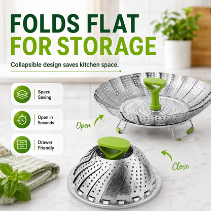 🔥Limited time 50% OFF — Stainless Steel Collapsible Vegetable Steamer Basket
