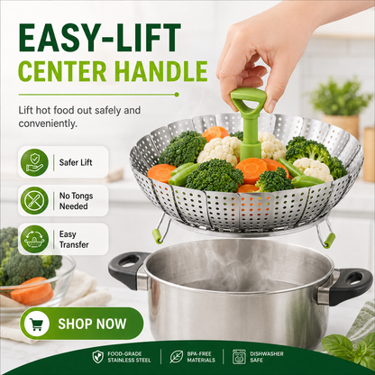 🔥Limited time 50% OFF — Stainless Steel Collapsible Vegetable Steamer Basket