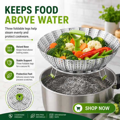 🔥Limited time 50% OFF — Stainless Steel Collapsible Vegetable Steamer Basket