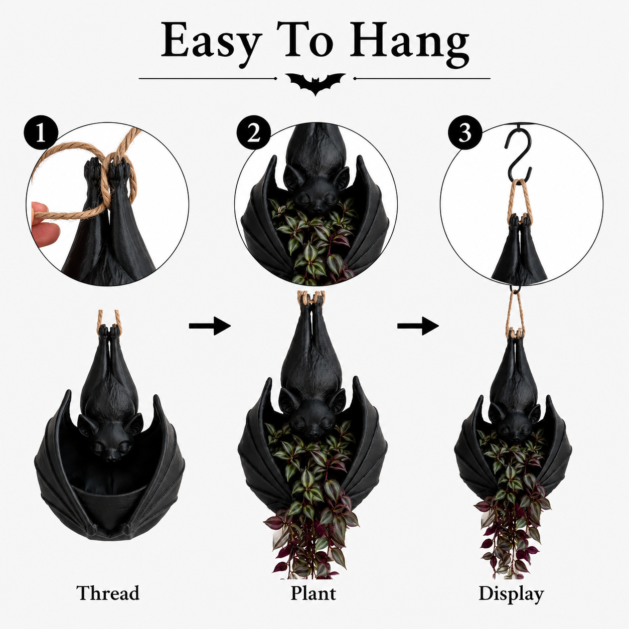 🔥Limited time 50% OFF——🦇 Hanging Bat Plant Pot🎃Spooky Garden Decor Planter