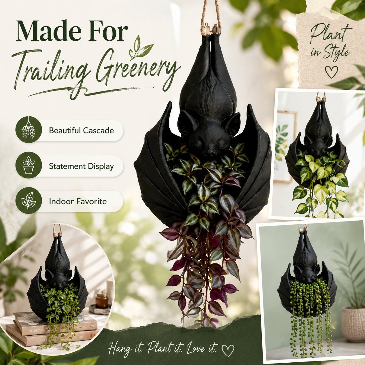 🔥Limited time 50% OFF——🦇 Hanging Bat Plant Pot🎃Spooky Garden Decor Planter