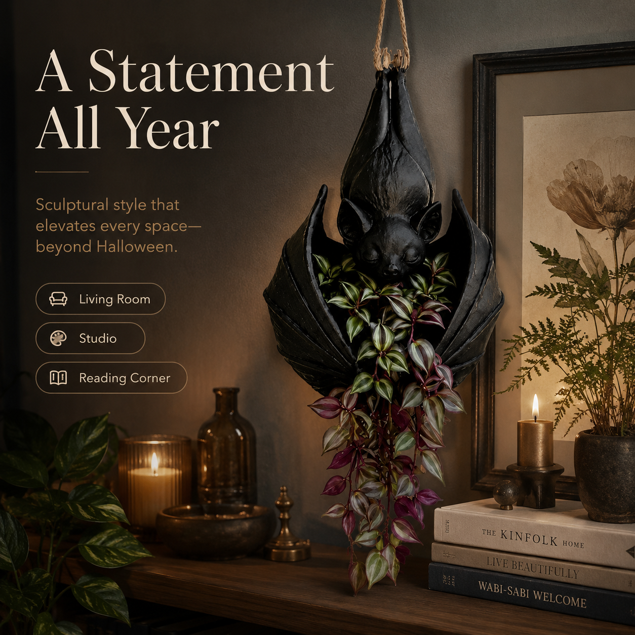 🔥Limited time 50% OFF——🦇 Hanging Bat Plant Pot🎃Spooky Garden Decor Planter