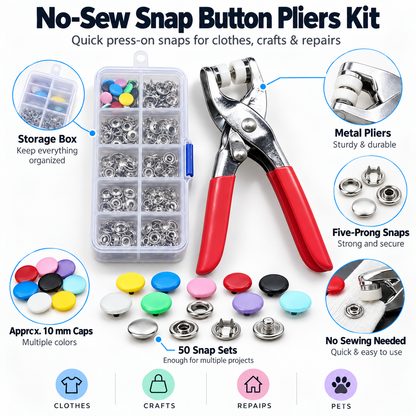 🧵 Limited-time 50% off — No-sew snap button pliers kit