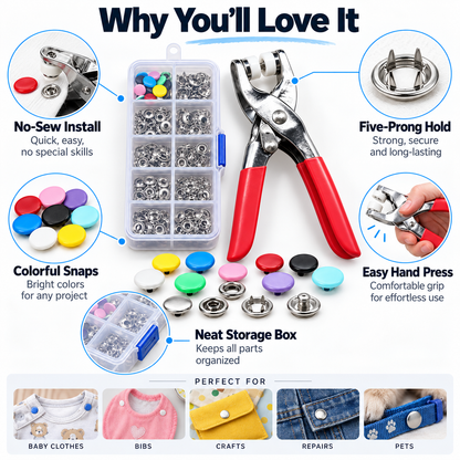 🧵 Limited-time 50% off — No-sew snap button pliers kit