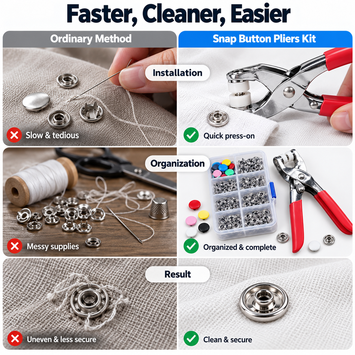🧵 Limited-time 50% off — No-sew snap button pliers kit