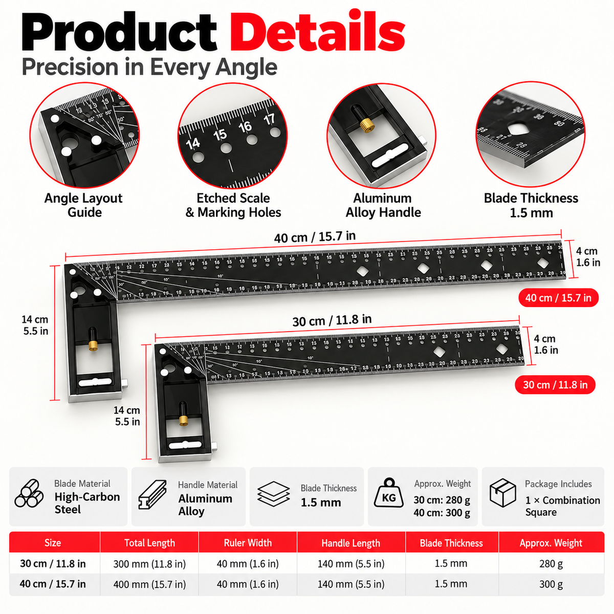 🔥 Limited-time 50% off — Multi-angle precision combination square