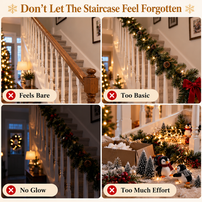 🐧 Limited-time 50% off — Lighted penguin Christmas stair snow garland