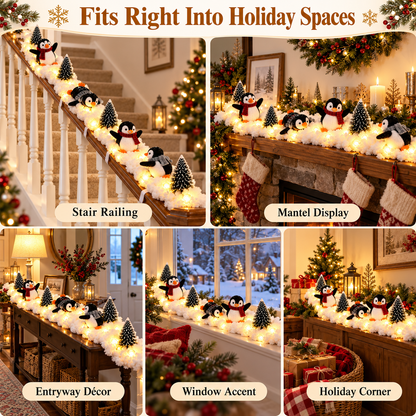 🐧 Limited-time 50% off — Lighted penguin Christmas stair snow garland