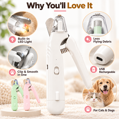 🐾 Limited-time 50% off — Rechargeable 2-in-1 LED pet nail clipper & grinder